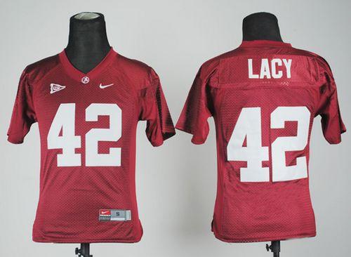 Crimson Tide #42 Eddie Lacy Red Stitched Youth NCAA Jersey